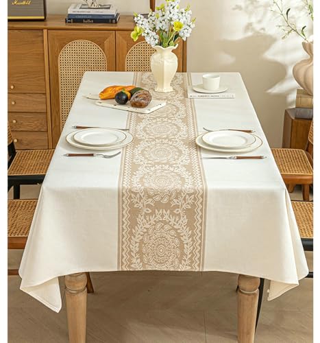 Gualiy Tischdecke Rechteckig, Tischtuch 140 x 180 Baumwolle Leinen Tischdecke Wasserdicht Blumen Stickerei Tischdecke für Esstisch, Kaffee Gualiy Tischdecke Rechteckig, Tischtuch 140 x 180 Baumwolle Leinen Tischdecke Wasserdicht Blumen Stickerei Tischdecke für Esstisch, Kaffee von Gualiy