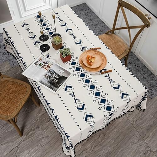 Gualiy Tischdecke Rechteckig Polyester Baumwolle, Tischdecken 140 x 100 Tischdecke Fleckenabweisend Geometrisches Muster mit Quasten Tischdecken für Küche, Schwarz Weiß Gualiy Tischdecke Rechteckig Polyester Baumwolle, Tischdecken 140 x 100 Tischdecke Fleckenabweisend Geometrisches Muster mit Quasten Tischdecken für Küche, Schwarz Weiß von Gualiy