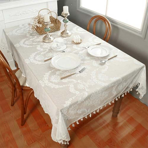 Gualiy Tischdecken Quadrat, Tischdecken 140 x 180 Polyester Abwaschbare Tischdecke Wohnzimmer Spitze Blumen Stickerei mit Quasten Tischdecken für Glastisch, Weiß Gualiy Tischdecken Quadrat, Tischdecken 140 x 180 Polyester Abwaschbare Tischdecke Wohnzimmer Spitze Blumen Stickerei mit Quasten Tischdecken für Glastisch, Weiß von Gualiy