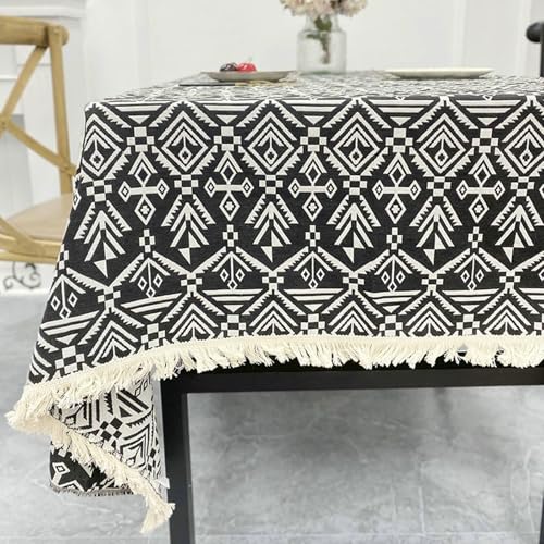 Gualiy Tischtuch Quadratisch, Tischdecken 140 x 100 Polyester Baumwolle Tischdecken Abwaschbar Pfeil Geometrisch mit Quasten Tischdecken für Glastisch, Schwarz Weiß Gualiy Tischtuch Quadratisch, Tischdecken 140 x 100 Polyester Baumwolle Tischdecken Abwaschbar Pfeil Geometrisch mit Quasten Tischdecken für Glastisch, Schwarz Weiß von Gualiy