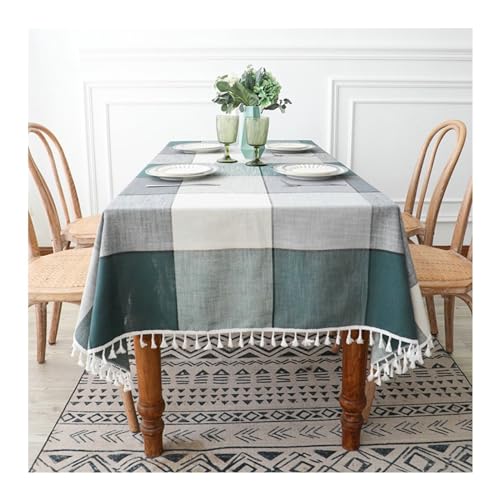 Tischdecke Modern Küche, Tischdecken 140x260CM Polyester Tischdecke Abwaschbar Couchtisch Plaid mit Quasten Tischtuch für Couchtisch, Dunkelgrün Tischdecke Modern Küche, Tischdecken 140x260CM Polyester Tischdecke Abwaschbar Couchtisch Plaid mit Quasten Tischtuch für Couchtisch, Dunkelgrün von Gualiy