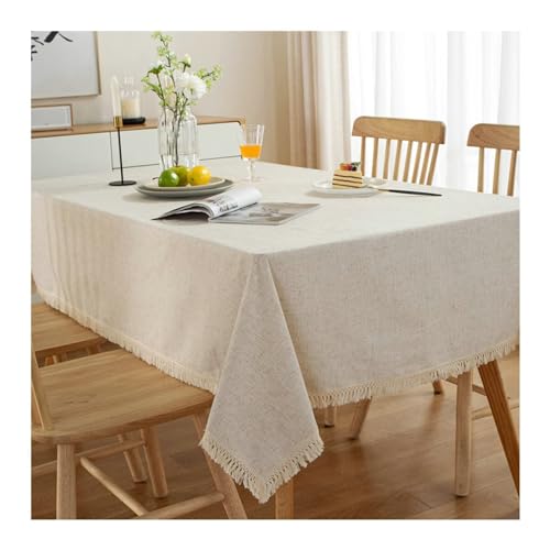 Tischdecken Rechteckig, Tischdecke 100x140CM Baumwolle Spitze Tischtuch Abwaschbar Einfarbig mit Quasten Tischdecken für Glastisch, Beige Tischdecken Rechteckig, Tischdecke 100x140CM Baumwolle Spitze Tischtuch Abwaschbar Einfarbig mit Quasten Tischdecken für Glastisch, Beige von Gualiy