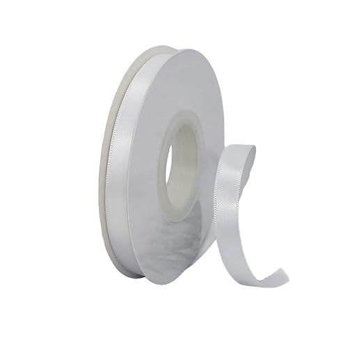 GuangChengTong 1,9 cm breit, 22,7 m, 5 Rollen Set, einseitiges Satinband, kariertes Band für Geschenkverpackungen, Dekoration, Kunst, Handwerk, DIY (000 Weiß) von GuangChengTong