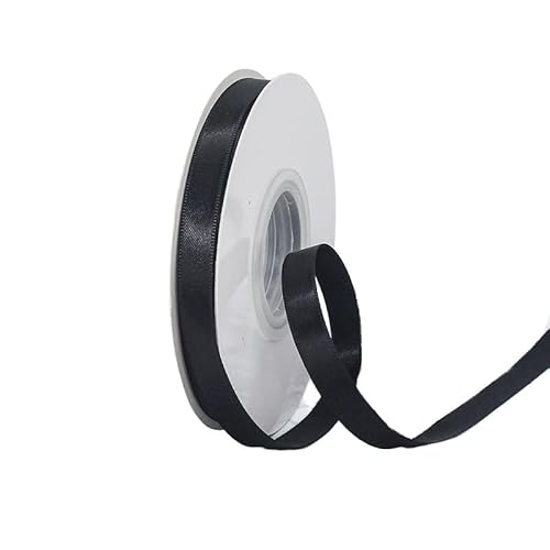 GuangChengTong 1,9 cm breit, 22,7 m, 5 Rollen Set, einseitiges Satinband, kariertes Band für Geschenkverpackungen, Dekoration, Kunst, Handwerk, DIY (030 Schwarz) von GuangChengTong