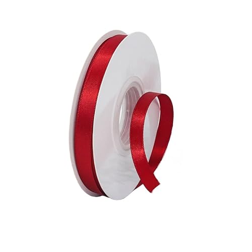 GuangChengTong 1,9 cm breit, 22,7 m, 5 Rollen Set, einseitiges Satinband, kariertes Band für Geschenkverpackungen, Dekoration, Kunst, Handwerk, DIY (1053 Rubinrot) von GuangChengTong