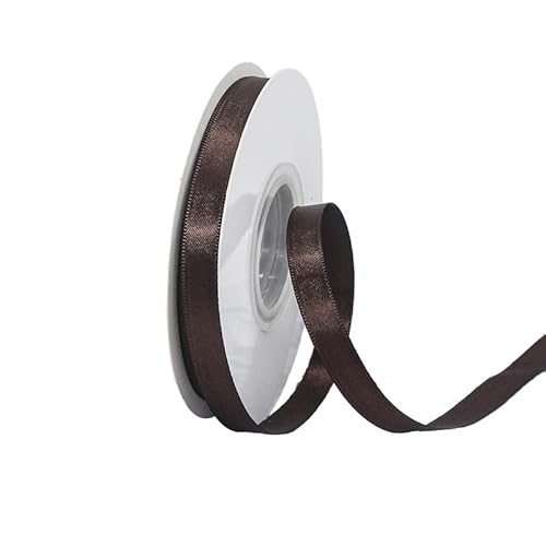 GuangChengTong 1,9 cm breit, 22,7 m, 5 Rollen Set, einseitiges Satinband, kariertes Band für Geschenkverpackungen, Dekoration, Kunst, Handwerk, DIY (1059 Braun) von GuangChengTong