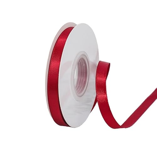 GuangChengTong 1,9 cm breit, 22,7 m, 5 Rollen Set, einseitiges Satinband, kariertes Band für Geschenkverpackungen, Dekoration, Kunst, Handwerk, DIY (250 Scharlachrot) von GuangChengTong