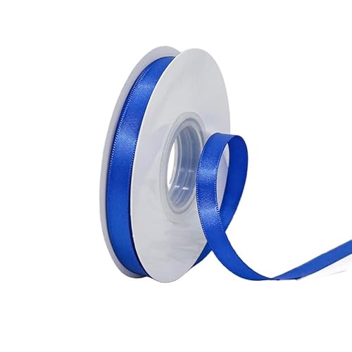 GuangChengTong 1,9 cm breit, 22,7 m, 5 Rollen Set, einseitiges Satinband, kariertes Band für Geschenkverpackungen, Dekoration, Kunst, Handwerk, DIY (350 Saphirblau) von GuangChengTong