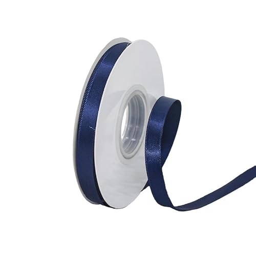 GuangChengTong 1,9 cm breit, 22,7 m, 5 Rollen Set, einseitiges Satinband, kariertes Band für Geschenkverpackungen, Dekoration, Kunst, Handwerk, DIY (370 Marineblau) von GuangChengTong