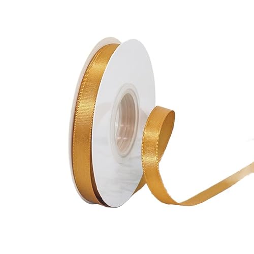 GuangChengTong 1,9 cm breit, 22,7 m, 5 Rollen Set, einseitiges Satinband, kariertes Band für Geschenkverpackungen, Dekoration, Kunst, Handwerk, DIY (690 Antikgold) von GuangChengTong