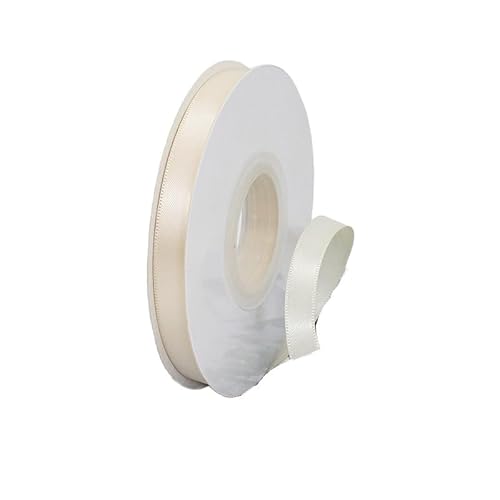 GuangChengTong 1,9 cm breit, 22,7 m, 5 Rollen Set, einseitiges Satinband, kariertes Band für Geschenkverpackungen, Dekoration, Kunst, Handwerk, DIY (810 Elfenbein) von GuangChengTong