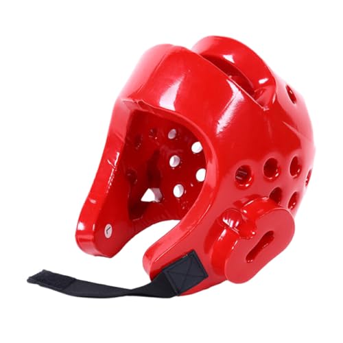 Guangcailun Bequeme und langlebige Kickbox Kopfbedeckung für professionelles Taekwondo. Verstellbarer PVC Box Kopfschutz zur Verletzungsprävention, Rot, M von Guangcailun