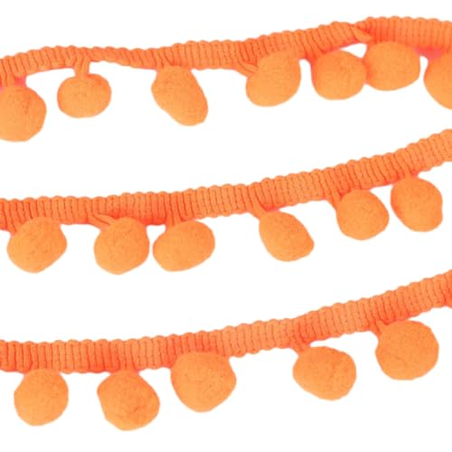 Guangcailun Einfach zu nähen, DIY Handwerk mit Bommelfransenband, breite Anwendung, 5 Yards, Bommelborte, Ballfransenband, vielseitig einsetzbar, Fluoreszierendes Orange von Guangcailun
