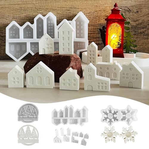 Silikonformen Gießformen für Häuser und Weihnachten - Mini Häuser Giessformen Silikon (C, One Size) von Guanghuansishe