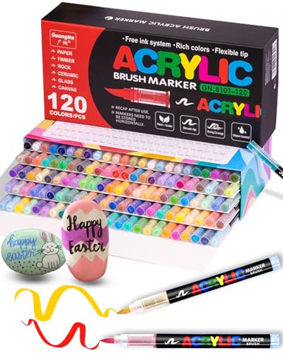 Guangna 120 Colors Direct Liquid Soft Tip Acryl-Marker, Acrylfarben-Marker, Pinselspitze, Acrylfarbstifte, ideal für Stein-Pating, Leinwand, Glas, Holz, Stein, Stoff, Kunststoff, DIY Handwerk Guangna 120 Colors Direct Liquid Soft Tip Acryl-Marker, Acrylfarben-Marker, Pinselspitze, Acrylfarbstifte, ideal für Stein-Pating, Leinwand, Glas, Holz, Stein, Stoff, Kunststoff, DIY Handwerk von Guangna