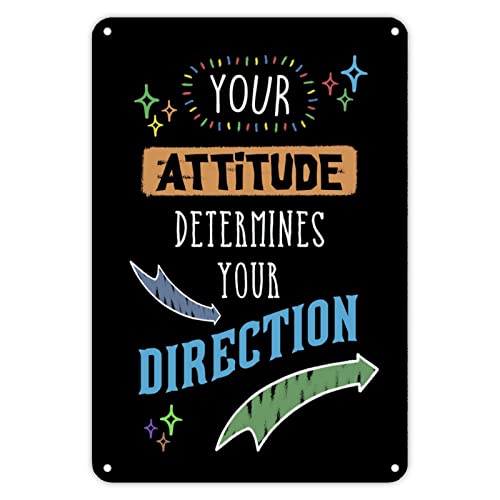 First Day of School Metal Sign your Attitude Determines Your Direction Schilder Welcome Back to School Metal Sign Classroom Decor Fun Doodle Pencil Ancient School Signs for Kids Teacher 30,5 x 20,3 cm von Guangpat
