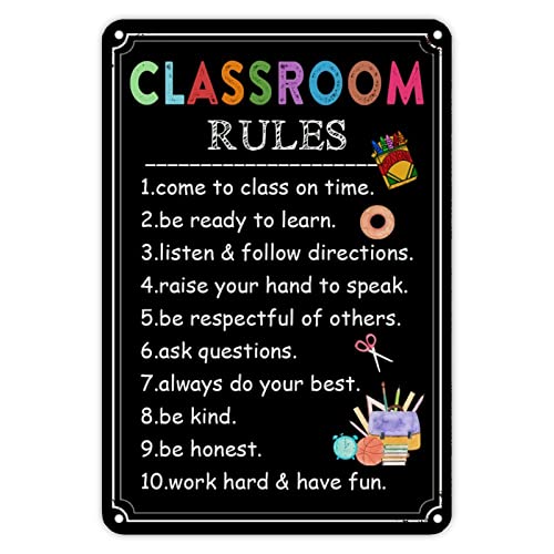 "First Day of School Signs Classroom Rules Signs Welcome Back to School", Metallschild, Klassenzimmer-Dekor, Tafel, bemalter Bleistift, Kritzeleien, alte Schulschilder für Kinder, Geschenke für "First Day of School Signs Classroom Rules Signs Welcome Back to School", Metallschild, Klassenzimmer-Dekor, Tafel, bemalter Bleistift, Kritzeleien, alte Schulschilder für Kinder, Geschenke für von Guangpat