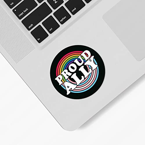 Proud Ally Gay Lesben Aufkleber Lesben Gay Progress Pride Aufkleber Etikett 3,8 cm Regenbogen LGBT Aufkleber für Wasserflaschen Laptop Umschlag Versiegelungen Urlaub Valentinstag Party Zubehör, 100 von Guangpat