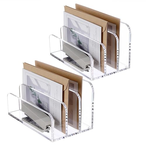 2 Stück Transparenter Acryl-Aktenhalter, Verdicken Acryl Akten Organizer 3 Fächer Brief Organizer,Schreibtisch-Organizer Büro-Aktenordner Ständer für Dokumente Briefbuch von Guangyu