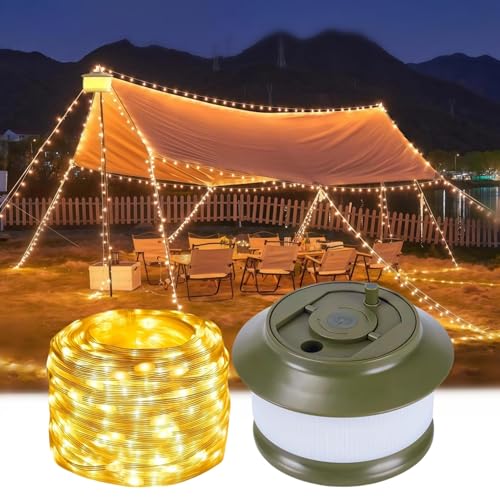 20m Camping Lichterkette Aufrollbar, Outdoor Lichterkette, Vielseitige LED Lichterkette – Langlebig und Wasserdicht, USB Aufladung,Gragbare Camping Fairy Lights für Camping,Yard and Outdoor von Guangyu