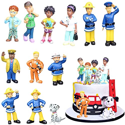 Guanyj Tortendeko Feuerwehrmann Kuchen Topper Kuchendeckel Geburtstag Sam Cake Figuren für Kinder Baby Party Dekoration Supplies(12 Stück), 3-6 cm von Guanyj