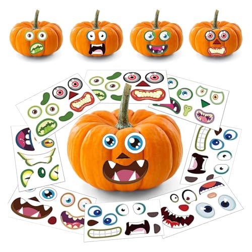 24 Blätter Halloween Kürbis Aufkleber, 7,6 x 12,7 cm Kürbisausdrücke Gesicht Sticker, Halloween Kürbis Deko für Party-Dekoration Partygeschenke 24 Blätter Halloween Kürbis Aufkleber, 7,6 x 12,7 cm Kürbisausdrücke Gesicht Sticker, Halloween Kürbis Deko für Party-Dekoration Partygeschenke von GuassLee