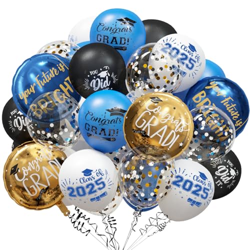 Ballon-Set für Abschlussfeiern, 60 Stück, Blau / Gold, Konfetti-Latex-Luftballons und Folienballons mit Bändern für Universität, College, High School, Grad 2024, Party-Dekorationen Ballon-Set für Abschlussfeiern, 60 Stück, Blau / Gold, Konfetti-Latex-Luftballons und Folienballons mit Bändern für Universität, College, High School, Grad 2024, Party-Dekorationen von GuassLee