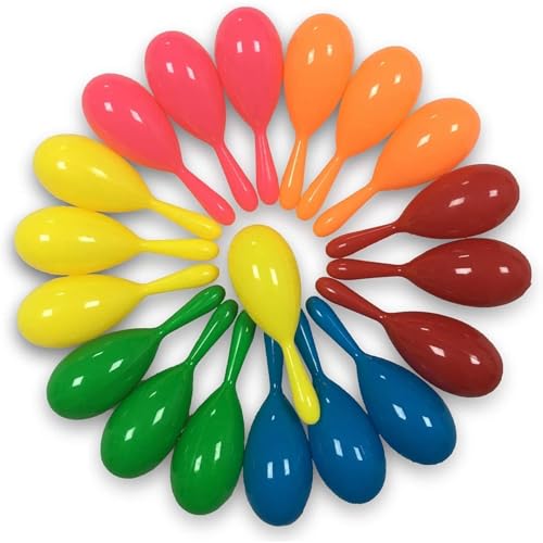 GuassLee 24 STÜCKE Neon Maracas Shakers Mini 6 Farben Krachmacher für Mexikanische Cinco de Mayo Fiesta Centerstück Dekoration oder Party Favors von GuassLee