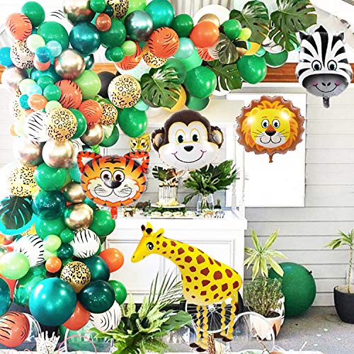 GuassLee Jungle Safari Party Ballon Girlanden Set - 151er Pack mit Tierballons und Palmblättern für Kinder Jungen Geburtstagsfeier Babyparty Dekorationen von GuassLee