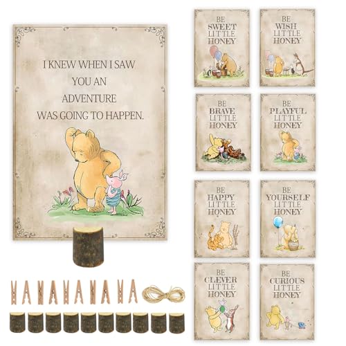 8 Stück Winnie-Zitate Partykarten mit Holzständer, klassische Pooh doppelseitige Karten, Babyparty-Dekorationen, Winnie Babyparty-Mittelstücke, perfekt für Babypartys, Partyzubehör 8 Stück Winnie-Zitate Partykarten mit Holzständer, klassische Pooh doppelseitige Karten, Babyparty-Dekorationen, Winnie Babyparty-Mittelstücke, perfekt für Babypartys, Partyzubehör von Guawubiang