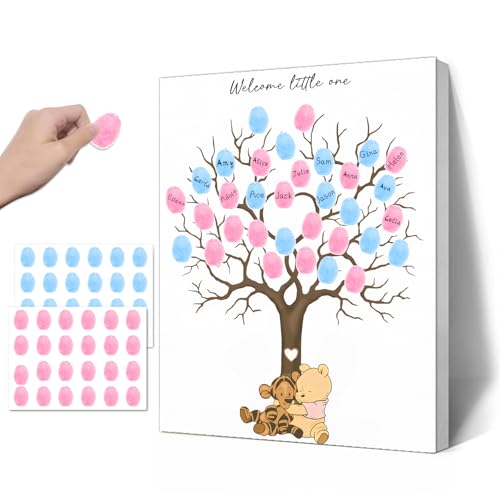 Guawubiang Winnie Gender Reveal Fingerabdruck-Baum, Winnie Gender Reveal Decor Gästebuch, Gender Reveal Party Ideen, Babyparty Dekoration für werdende Mütter Guawubiang Winnie Gender Reveal Fingerabdruck-Baum, Winnie Gender Reveal Decor Gästebuch, Gender Reveal Party Ideen, Babyparty Dekoration für werdende Mütter von Guawubiang