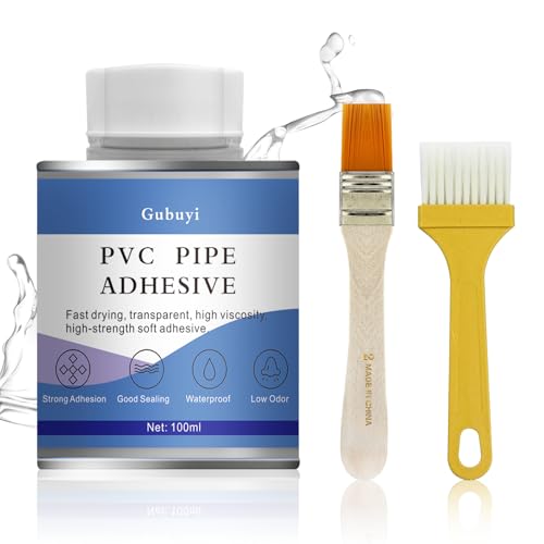 100ml PVC Rohrkleber, PVC Kleber, Spezialkleber Dose mit Pinsel, Geeignet Zum Verkleben Von Hart-Platten, Rohren, Teichfolien, Planen Und Kunstleder von Gubuyi