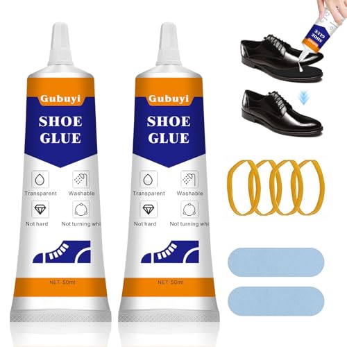 50ml*2 Schuhreparaturkleber, Kleber für Schuhe, Schuhkleber Extra Stark Wasserfest, Shoe Glue für Schuhsohlen Reparatur, Transparent Schuhsohlen Kleber für Sneakers, Stiefel, Sandalen, Leder und meh von Gubuyi