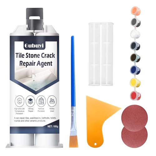 Fliesen Kleber, Fliesenreparaturset Weiß, Keramik Reparatur Set, Badewannen Reparaturset Acryl, Emaille Reparatur Set, Spülbecken-Reparaturset für Kratzer Löcher Risse -Bietet Mehr Farboptionen-100g Fliesen Kleber, Fliesenreparaturset Weiß, Keramik Reparatur Set, Badewannen Reparaturset Acryl, Emaille Reparatur Set, Spülbecken-Reparaturset für Kratzer Löcher Risse -Bietet Mehr Farboptionen-100g von Gubuyi