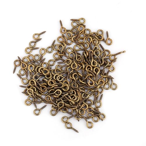 Augenstifte Eyepine Eye Haken Legierungsgewinde Schrauben Augenhaken Schmuckfunde Material zum Herstellen von Anhängern Ornamente Charme Schmuck basteln goldene Silberbronze (Alte Bronze) von Gucagle