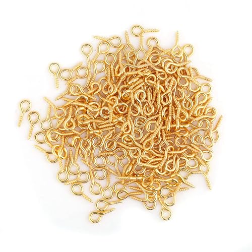 Augenstifte Eyepine Eye Haken Legierungsgewinde Schrauben Augenhaken Schmuckfunde Material zum Herstellen von Anhängern Ornamente Charme Schmuck basteln goldene Silberbronze (Gold) von Gucagle