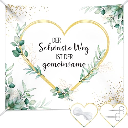 Gucass 200x180 cm Hochzeitsherz zum Ausschneiden, Hochzeitsdeko Laken, Hochzeitsspiel für das Brautpaar, Herz zum Ausschneiden Hochzeit Geschenke, Bettlaken für Standesamt Deko mit 2 Scheren & Seil Gucass 200x180 cm Hochzeitsherz zum Ausschneiden, Hochzeitsdeko Laken, Hochzeitsspiel für das Brautpaar, Herz zum Ausschneiden Hochzeit Geschenke, Bettlaken für Standesamt Deko mit 2 Scheren & Seil von Gucass
