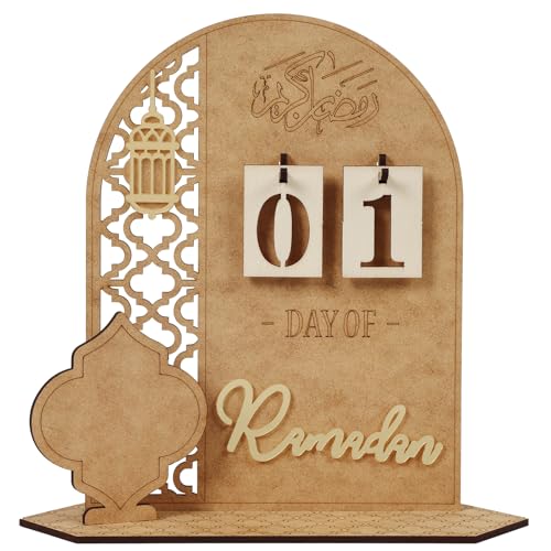 Ramadan Kalender, 30 Tage Countdown Ramadan Kalender aus Holz Ramadan Deko, Ramadan Adventskalender Eid, DIY Mubarak Ramadan Dekoration (Laterne) von Gucass