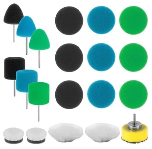 20 Stück Mini Polierschwamm Set 25mm, Detail Polierschwamm und Wolle Polierauflage Mini Polieraufsatz für Akkuschrauber Autoschleifen Polieren Wachsen von Gudalea