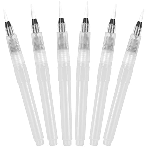 6 Stück Aquarellpinsel, Watercolor Brush Pen mit Befüllbarer Wassertank, Wasserpinsel Stifte Pinsel Set für Aquarellfarben Kunst und Zeichnung, Wasserpinselstifte Zum Mischen Von Aquarellfarben von Gudalea
