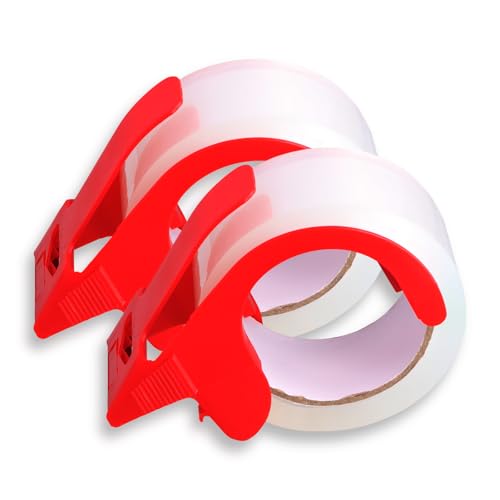 Gudalea 2 Rollen Paketklebeband, Paketklebeband Transparent, 48mmx50m Klebeband, Umzug und Porto mit Abroller, Ideal zum Verpacken von Paketen und Kartons von Gudalea