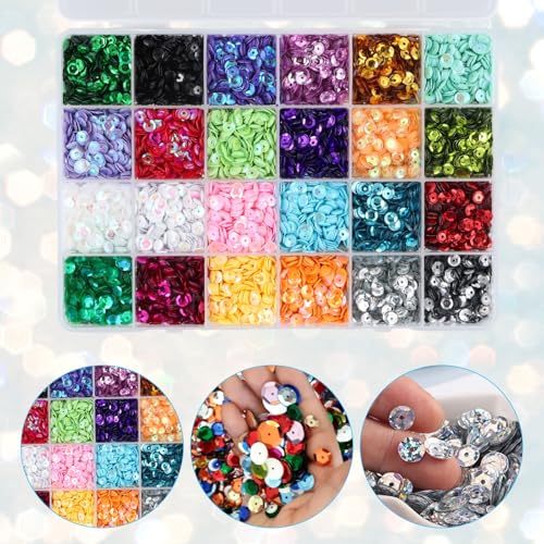 Gudalea 24 Farben Pailletten zum Basteln, 5mm Farbiger Kunststoff Pailletten, Pailletten Bastelmaterial mit Aufbewahrungsbox für Schmuckherstellung, Nähen, Festtagsdekorationen, Kleiderdekorationen Gudalea 24 Farben Pailletten zum Basteln, 5mm Farbiger Kunststoff Pailletten, Pailletten Bastelmaterial mit Aufbewahrungsbox für Schmuckherstellung, Nähen, Festtagsdekorationen, Kleiderdekorationen von Gudalea