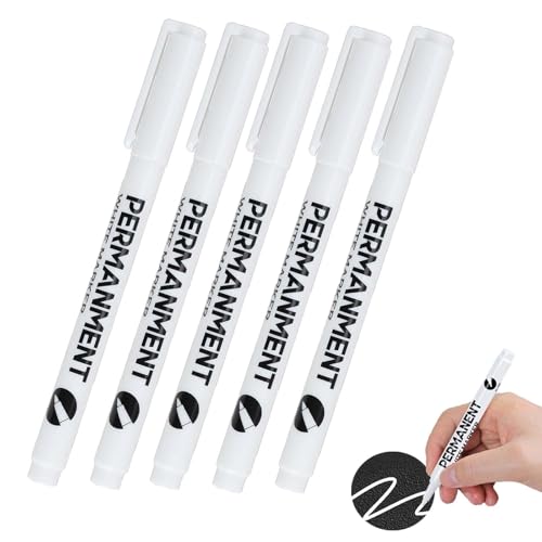 Gudemoore 5 Stück Permanent Marker Weiß, Acrylstifte Wasserfest und Schnell Trocknend, Acrylstifte für Steine, Holz, Metall, Glas, Stoff (Rundspitze, 1mm) von Gudemoore