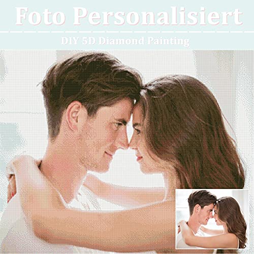 Gudina Diamond Painting Eigenes Foto, Benutzerdefiniertes 5D Diamant Painting Design DIY Full Diamant Bilder Personalisierte Geschenke Haus Dekoration, Rund 30x30cm von Gudina