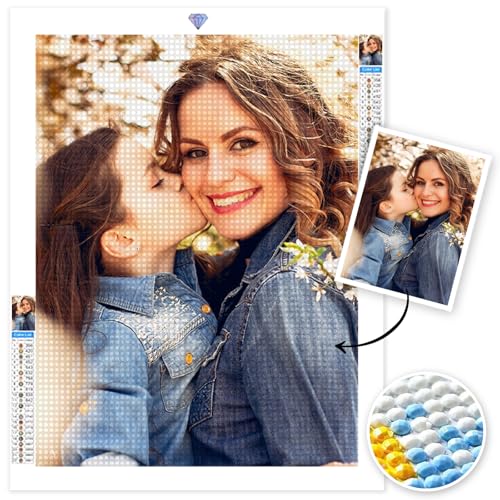 Gudina Diamond Painting Eigenes Foto, Diamond Painting Bilder, Personalisieren Sie Ihre eigenen Fotos, DIY Full Diamant Bilder Personalisierte Geschenke Haus Dekoration-30x30cm von Gudina