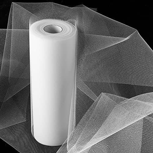 Gudotra 30 cm x 91 Meter weißer Tüll für Hochzeit Tüll Rolle Weiß Dekoration Hochzeit Kommunion Geburtstag Weihnachten Stühle Tisch Auto (Weiß, 30 cm x 91 m) von Gudotra