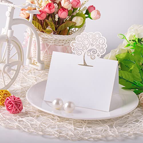 Gudotra 60 Stück Elfenbeinfarbene Tischkarten Baum des Lebens für Kommunion, Hochzeit, Konfirmation, Taufe von Gudotra