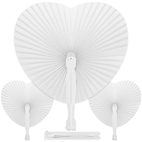 Gudotra 60 Stück Fächer Hochzeit Weiß Papierfächer in Herzform Wedding Bag Dekoration Hochzeit von Gudotra