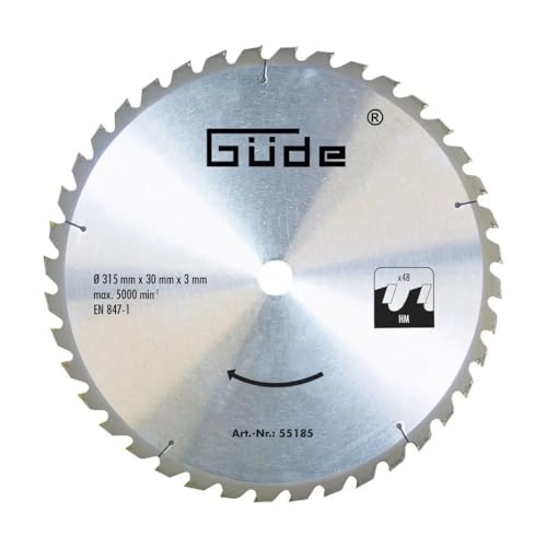 Hartmetall Sägeblatt 315x30mm 48 Zähne Holzsägeblatt HM 315x30x48Z Tischkreissäge von Güde