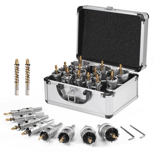 Gueenky 12 Stück Lochsäge Hartmetall Bohrer, 14-54mm Lochsäge Set TCT Lochbohrer Bohrer Lochschneider mit Pilotbohrer, Lochsäge Bohrer Bohrkrone Steckdose für Edelstahl Legierung Eisen Metall Holz Gueenky 12 Stück Lochsäge Hartmetall Bohrer, 14-54mm Lochsäge Set TCT Lochbohrer Bohrer Lochschneider mit Pilotbohrer, Lochsäge Bohrer Bohrkrone Steckdose für Edelstahl Legierung Eisen Metall Holz von Gueenky